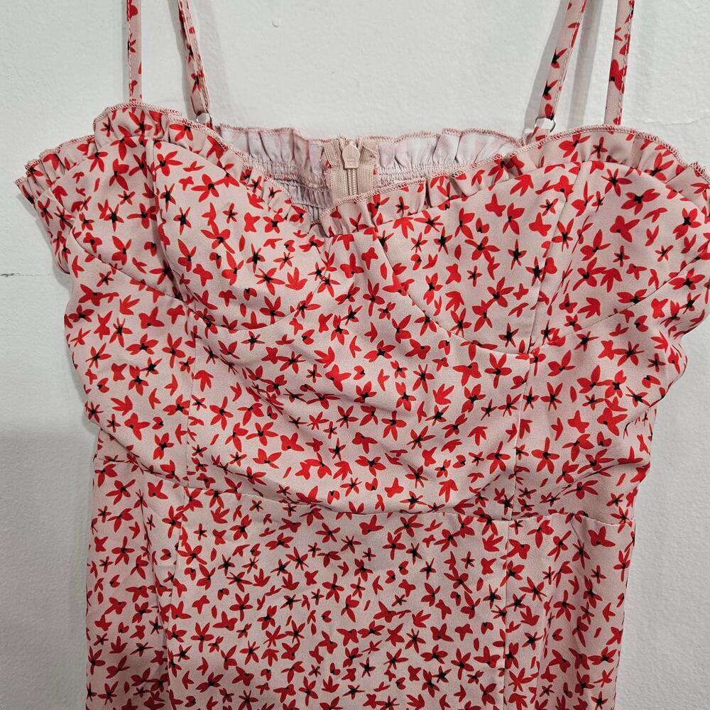 Princess Poly Deniz Pink Mini Dress Ruffle Floral Spaghetti Straps Size Small/6 - Picture 3 of 7